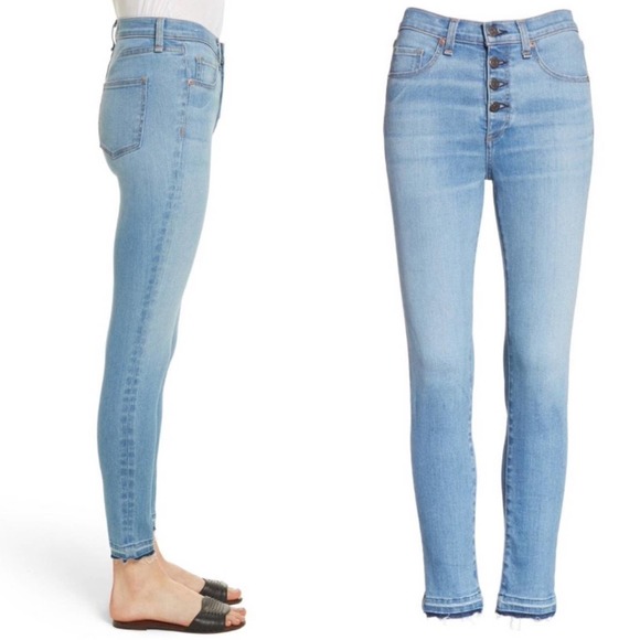VERONICA BEARD Debbie Frayed Crop Skinny Jeans In Ocean Blue - Picture 2 of 8
